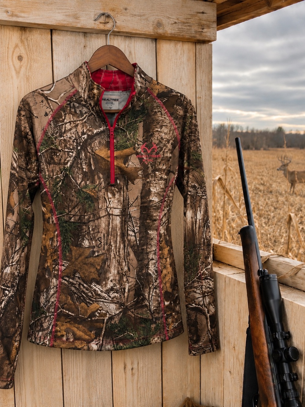 🦌 Realtree Camo Pink Quarter Zip Pullover Small | Hunting Outdoor Activewear